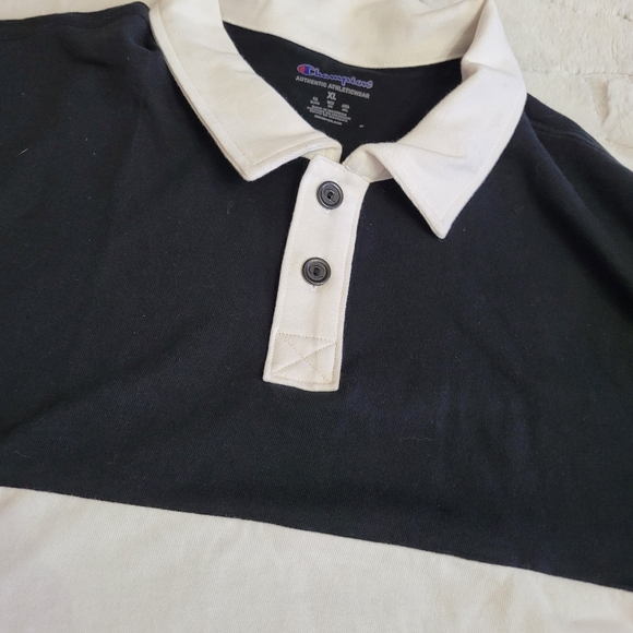 Champions Mens Size XL Black and White Middleweight Rugby Polo Script Logo - Picture 6 of 8